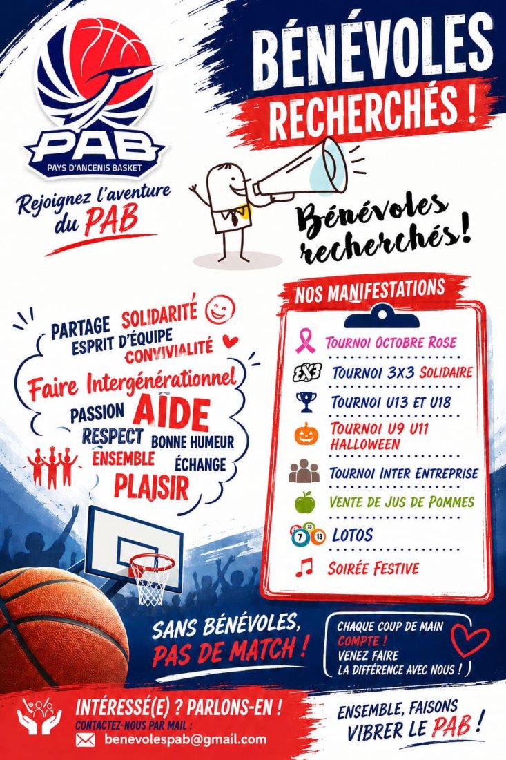 🏀Une nouvelle commission au PAB : la commission Bénévoles !